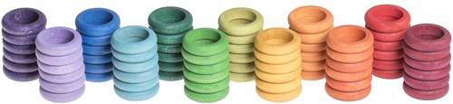 Grapat wooden rings toy - 72 pieces twelve colours