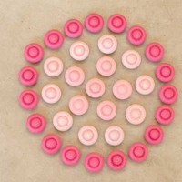 Grapat wooden toy Mandala flower pink 36 pieces open ended-2