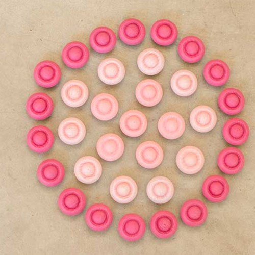 Grapat wooden toy Mandala flower pink 36 pieces open ended-2