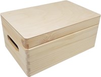 Playwood wooden storage box with flap lid for craft supplies 30x20x13.5 cm