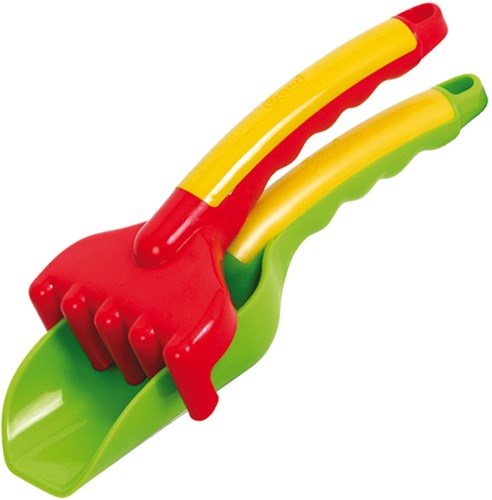 Gowi toy shovel and rake set - sand and garden - colourful plastic
