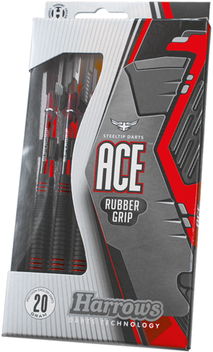 Harrows Ace Brass Darts with Rubber Grip - Steel Tip Darts 22g