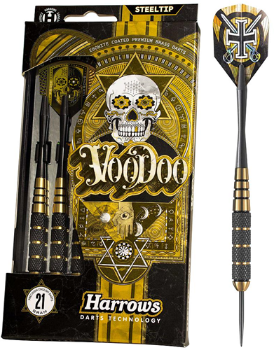 Harrows Steeltip Brass Darts Voodoo 25g - Black - Dart Set