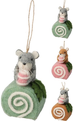 Home & Styling hanging decoration felt mouse cake 12cm colorful toy