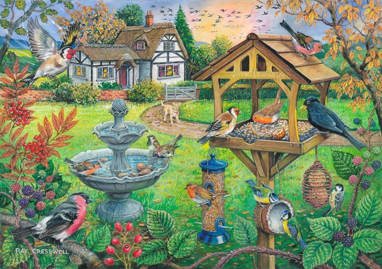 House of Puzzles Bird Table BIG 500 Piece Jigsaw Puzzle