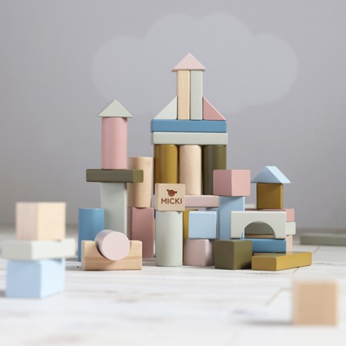 Micki wooden building blocks toy - 60 pieces - educational toy-2