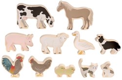 Micki wooden farm animals playset - 11 pieces - educational toy