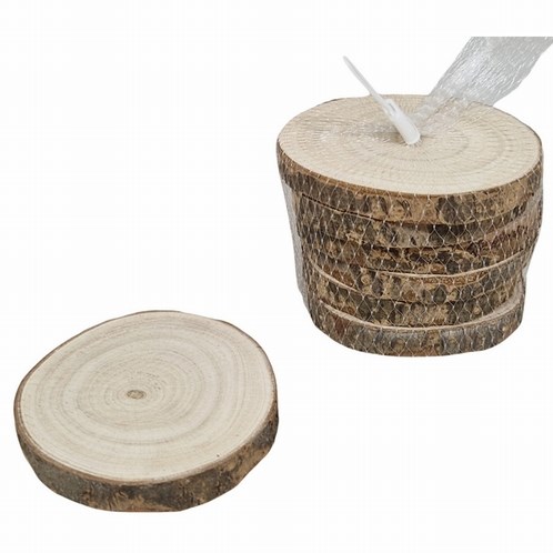 Hobbygroep wooden coasters bark 10 cm set of 6 decoration