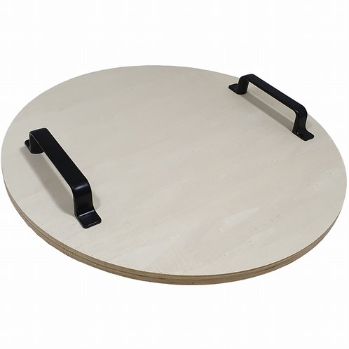 Hobbygroep wooden tray with metal handle round 34 cm creative