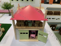 Kids Globe hay barn wood toy farm with storage 1:32 pink