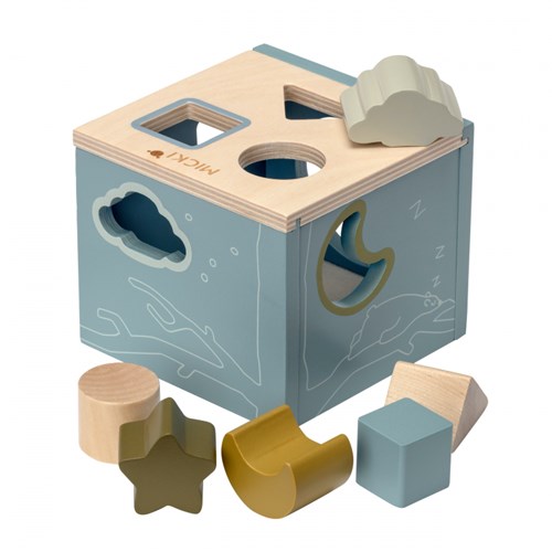 Micki wooden shape sorter blue - educational toy multicolor-2