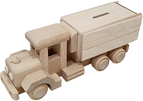 Hobbygroep wooden truck money box - creative wooden piggy bank 25x8x9 cm