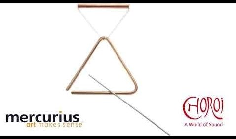 Choroi triangle musical instrument bronze smooth 20 cm set with accessories-2