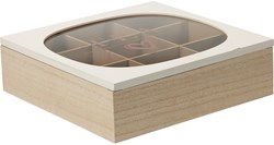 Home & Styling tea box wood and glass 24x24cm brown decorative