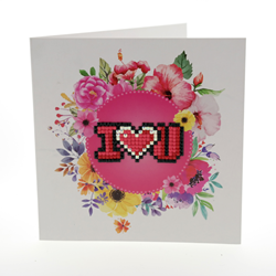 Wizardi Diamond Painting greeting card I Love You - creative craft kit