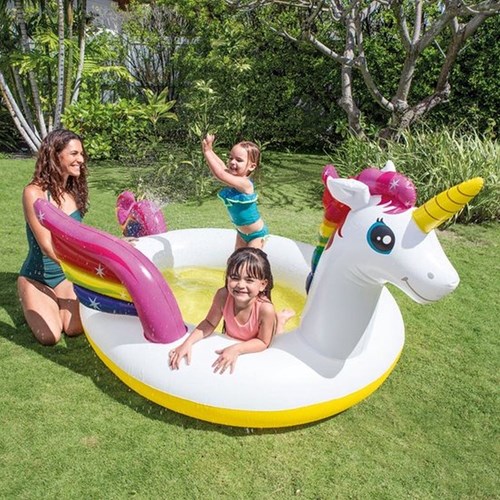 Intex unicorn pool inflatable kids paddling pool 272x193x104 cm water fun-2