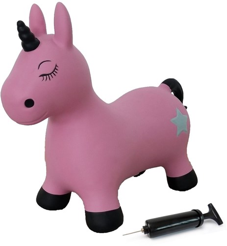 Jamara bouncing animal unicorn pink with pump - kids hopper toy-2