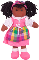BigJigs Soft Doll Jess - Cuddly Dark Girl Doll - 28 cm