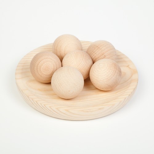 Grapat wooden balls natural color - 6 pieces educational toy-2