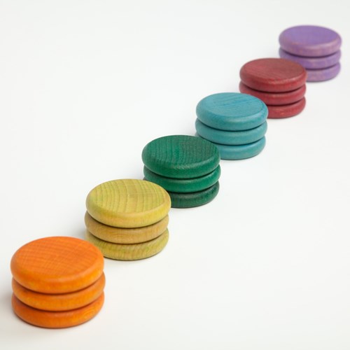 Grapat wooden discs educational toy 18 pieces extra colours