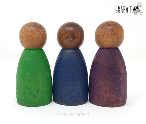 Grapat wooden Nins dark cold colored open ended toy 3 pieces