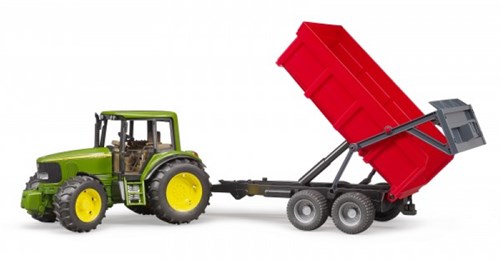 Bruder John Deere 6920 tractor toy with tipping trailer-2