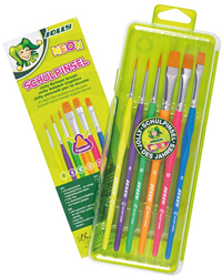 Jolly paintbrush set neon 6 pieces ergonomic painting kids
