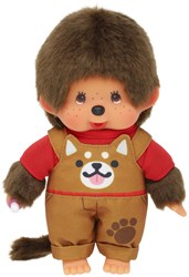 Monchhichi plush boy dungarees dog 20cm doll toy