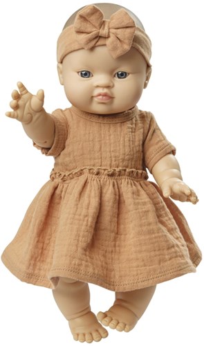 Heless doll dress cotton with headband caramel 28-35cm - doll clothing-2