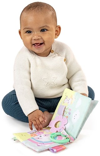 Ingenuity baby soft book plush Soft Book Deni with activities and teether-2