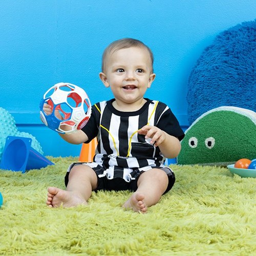 Oball baby rattle football Grippin Goals - colorful and flexible toy