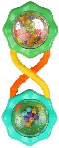 Bright Starts rattle toy barbell - classic green baby rattle
