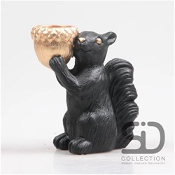 Theelichthouder Eekhoorn 16,3cm zwart