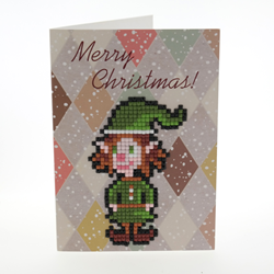 Wizardi Diamond painting Christmas card elf - creative craft kit