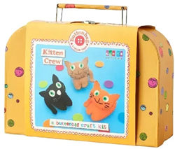 Buttonbag sewing craft kit cats - creative hobby set for kids