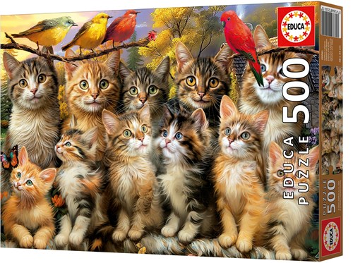 Educa jigsaw puzzle cats and birds 500 pieces animal puzzle-2