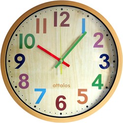 Attalos Wall Clock - Silent Quartz Clock - Minimalist Design Clock - Wall Clock 30cm - Black with White