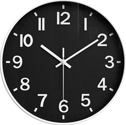 Attalos wall clock - silent quartz movement - minimalist design 30cm white black
