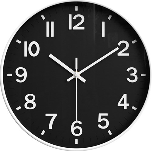 Attalos wall clock - silent quartz movement - minimalist design 30cm white black