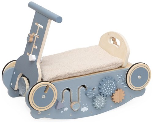 Label Label wooden 3-in-1 walker rocker car blue motor skills toy-2