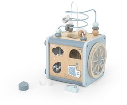 Label Label activity cube wooden toy blue educational FSC