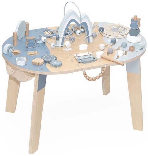 Label Label wooden activity table blue - educational toy for toddlers-2
