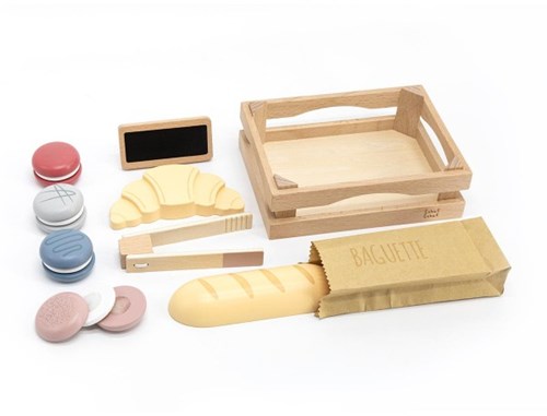 Label Label wooden bakery set baguette croissant macarons pretend play-2
