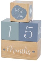 Label Label wooden milestone blocks blue - nursery decoration-2