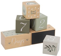 Label Label wooden milestone blocks olive green - nursery decoration