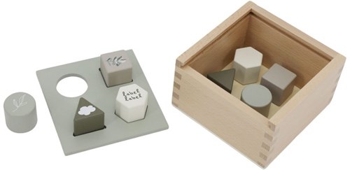Label Label wooden shape sorter - educational sorting box olive green