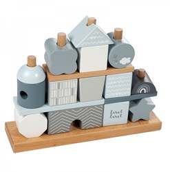 Label Label wooden stacking blocks house blue FSC toy