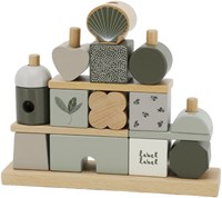 Label Label wooden stacking blocks house olive green FSC educational toy