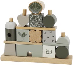 Label Label wooden stacking blocks house olive green FSC educational toy