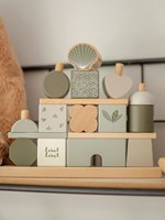 Label Label wooden stacking blocks house olive green FSC educational toy-2